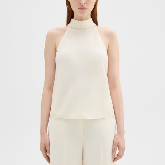 Theory Women’s Roll Neck Halter Top In Ivory Size P(0) - Picture 1 of 6